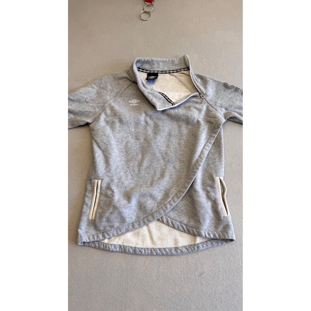 Umbro Girls Heather Gray Asymmetrical Wrap Fleece Pullover Sweatshirt XL 14/16